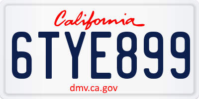 CA license plate 6TYE899
