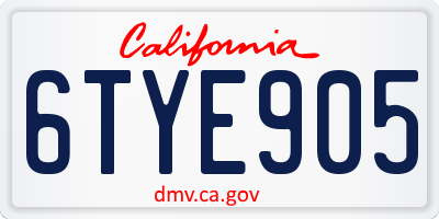 CA license plate 6TYE905