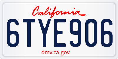 CA license plate 6TYE906