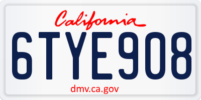 CA license plate 6TYE908