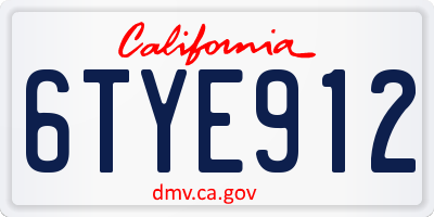 CA license plate 6TYE912