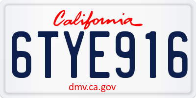 CA license plate 6TYE916