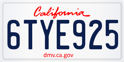 CA license plate 6TYE925