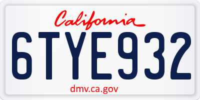 CA license plate 6TYE932