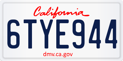 CA license plate 6TYE944