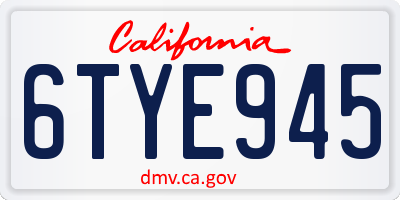 CA license plate 6TYE945