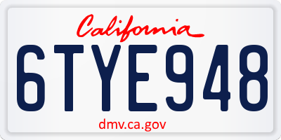 CA license plate 6TYE948