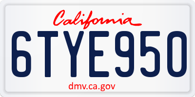 CA license plate 6TYE950