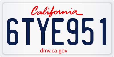 CA license plate 6TYE951