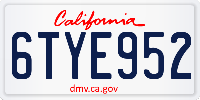 CA license plate 6TYE952