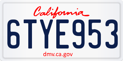 CA license plate 6TYE953