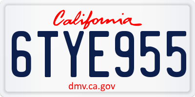 CA license plate 6TYE955