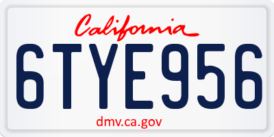 CA license plate 6TYE956