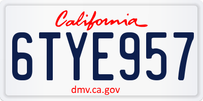 CA license plate 6TYE957
