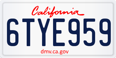 CA license plate 6TYE959