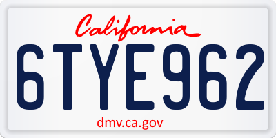 CA license plate 6TYE962