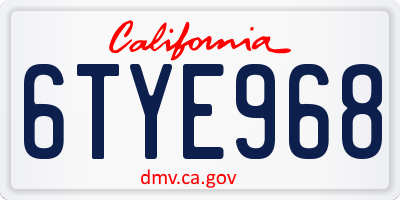 CA license plate 6TYE968