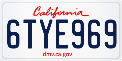 CA license plate 6TYE969