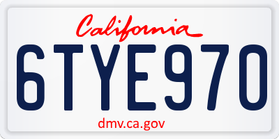 CA license plate 6TYE970