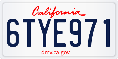 CA license plate 6TYE971