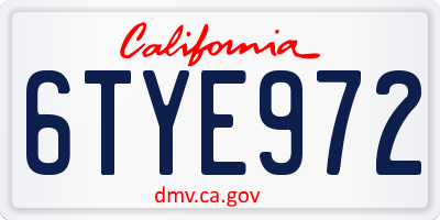 CA license plate 6TYE972