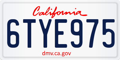 CA license plate 6TYE975
