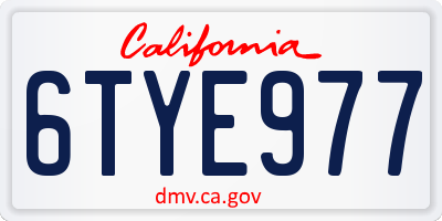 CA license plate 6TYE977