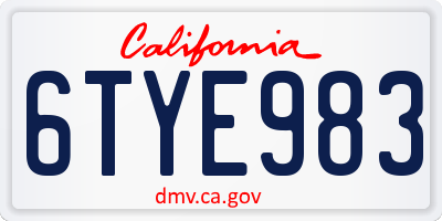 CA license plate 6TYE983