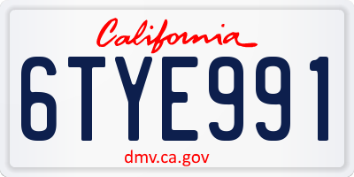 CA license plate 6TYE991