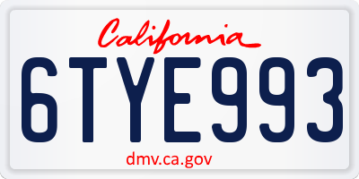 CA license plate 6TYE993