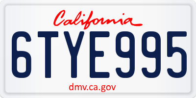 CA license plate 6TYE995