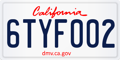 CA license plate 6TYF002