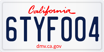 CA license plate 6TYF004