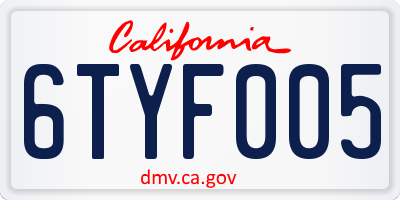 CA license plate 6TYF005