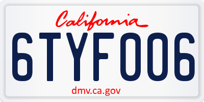CA license plate 6TYF006
