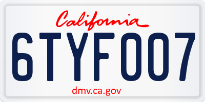 CA license plate 6TYF007