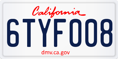 CA license plate 6TYF008