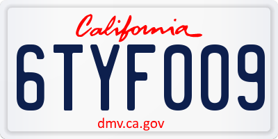CA license plate 6TYF009