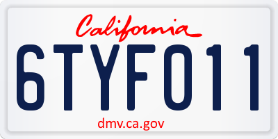 CA license plate 6TYF011