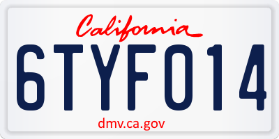 CA license plate 6TYF014