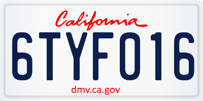 CA license plate 6TYF016