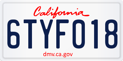 CA license plate 6TYF018