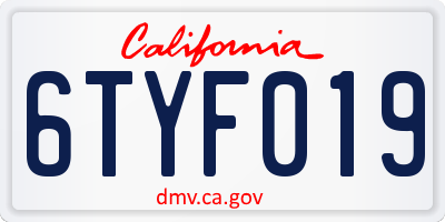 CA license plate 6TYF019
