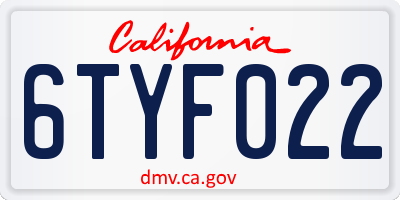 CA license plate 6TYF022