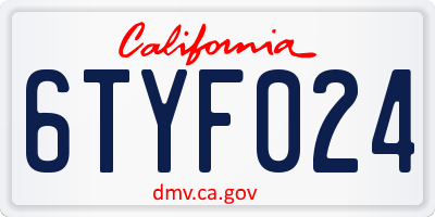 CA license plate 6TYF024