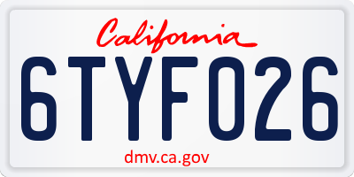 CA license plate 6TYF026