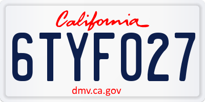 CA license plate 6TYF027
