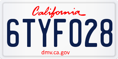 CA license plate 6TYF028