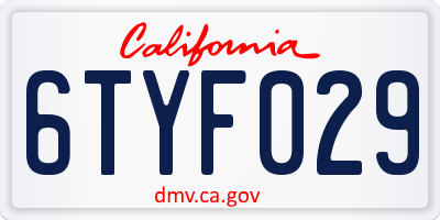 CA license plate 6TYF029