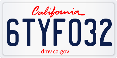 CA license plate 6TYF032